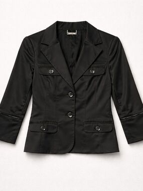 bebe Black Tailored Button-Front Blazer Jacket